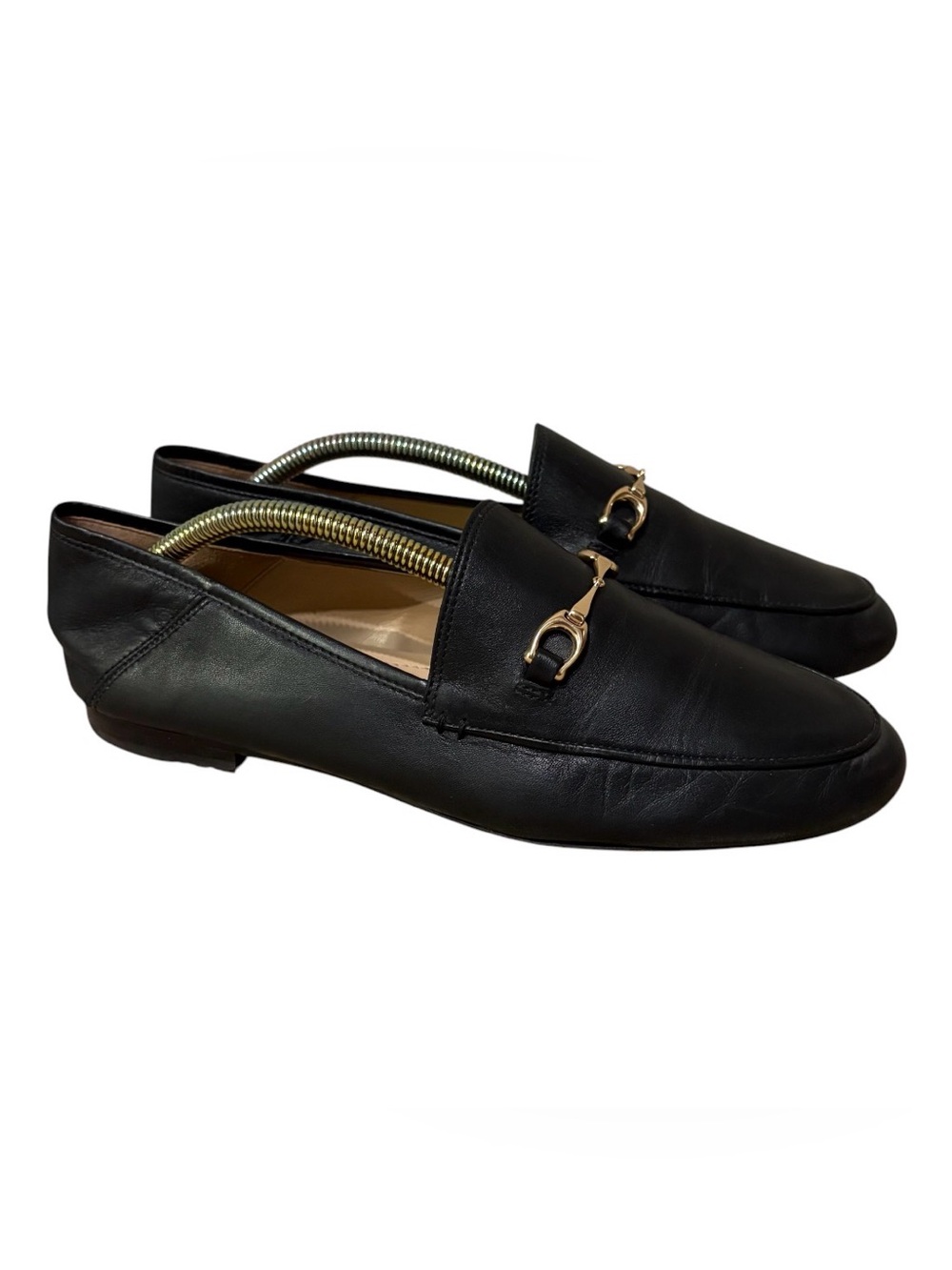 Coach Haley Horsebit Loafers Black Leather Gold Bit Flats Womens 8 Flawed
